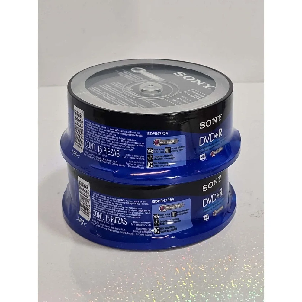 💿 Sony DVD+R 2x 15 Pack (30 Total) 4.7GB 1-16X‎ AccuCORE New 💿
